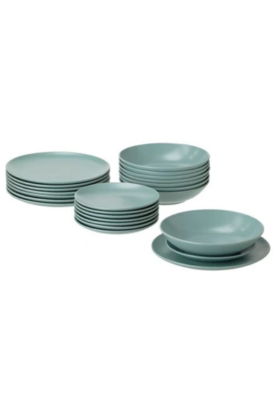 Fargklar yemek takımı, mat açık turkuaz, 18 parça ürün görseli