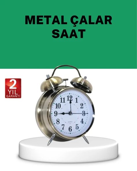 Gümüş Renkli Sessiz Işıklı Dekoratif Masa Üstü Çalar Saat Alarmlı ürün görseli