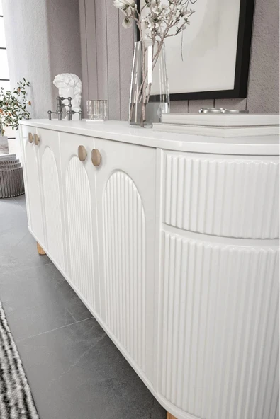 VNSMODULER Tv Ünitesi Konsol Bohem Konsol Salon Konsol Modern Tv Konsolu Duru Mdf Mebran Kapak 180 cm - Resim 3