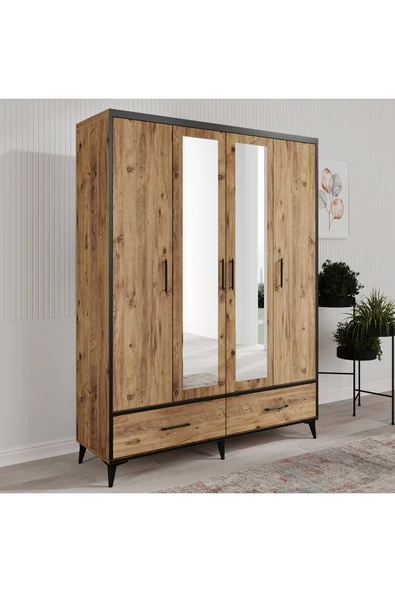 VNSMODULER Sıla 4 Kapılı Dolap 160x55x212 cm - Resim 3