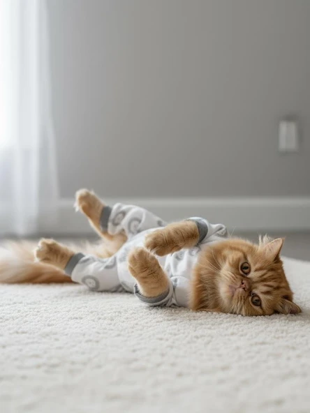 Soft Lion Kedi Tulumu | Pamuklu Penye Kedi Kıyafeti | Küçük Irklar İçin | Tüy Dökülmesini Azaltır - Resim 7