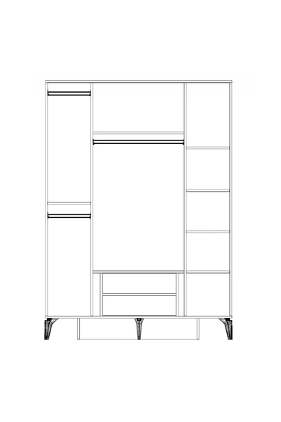VNSMODULER Aytaşı 4 Kapılı Dolap - Resim 4