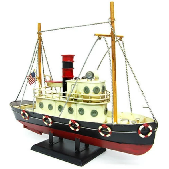 Dekoratif Retro Metal Balıkçı Teknesi Vintage 33cm No.2 - Resim 2