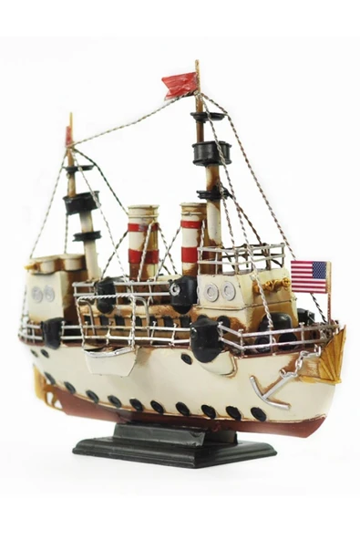 Dekoratif Retro Metal Buharlı Gemi Vintage 34cm No.1 - Resim 9