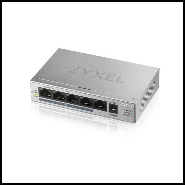 Zyxel Gs1005hp, 5 Port, Gigabit, Poe 60w, Yönetilemez, Masaüstü Switch ürün görseli