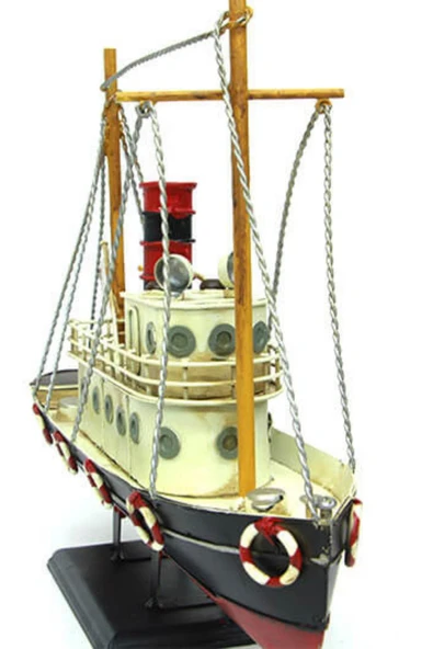 Dekoratif Retro Metal Balıkçı Teknesi Vintage 33cm No.2 - Resim 12