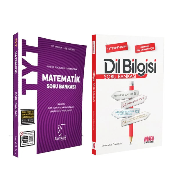 Karekök Yayınları TYT Matematik ve AKM Dil Bilgisi Soru Bankası Seti 2 Kitap ürün görseli 1