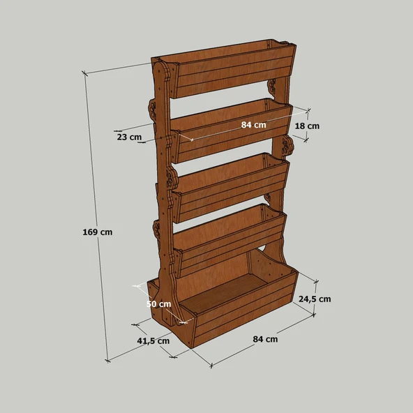 MANDU Ahşap Çok Katlı Saksı Standı (Çiçeklik Standı) - Resim 5