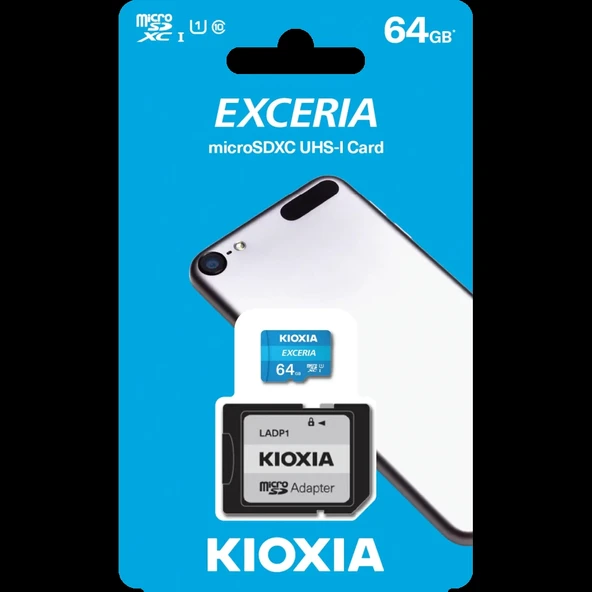 Kıoxıa 64gb Exceria, Lmex1l064gg2, Uhs-1, Cl10, 100mb/s, Microsd Kart Bellek (sd Adaptörlü) ürün görseli