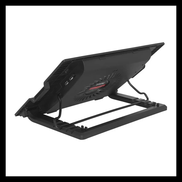 Frısby Fnc-37st 14cm Fan, 10"-17" Notebook Soğutucu, 5 Kademeli Stand, Mavi Ledli (siyah) - Resim 2