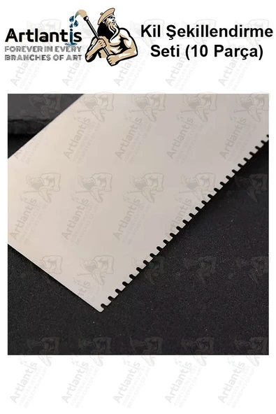 Metal Sistre Çeki Tarağı 10 lu 1 Paket Çömlek Kil Polimer Çelik Kazıyıcı Şekillendirme Seti Paslanmaz - Resim 4