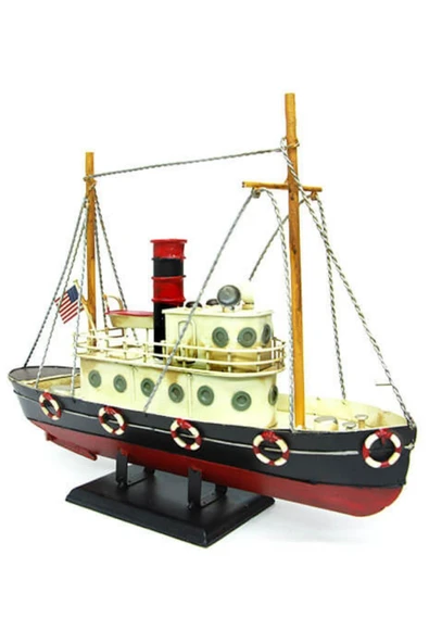 Dekoratif Retro Metal Balıkçı Teknesi Vintage 33cm No.2 - Resim 8