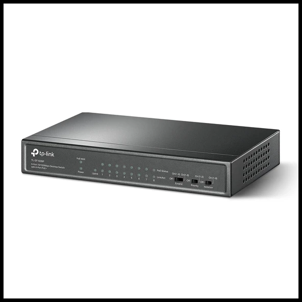 Tp-lınk Tl-sf1009p, 8 Port, Megabit, Poe 65w, 1 Port Uplink, Yönetilemez, Metal Kasa, Masaüstü Switch ürün görseli 1