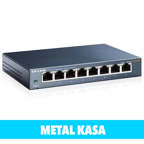 Tp-lınk Tl-sg108, 8 Port, Gigabit, Yönetilemez, Metal Kasa, Masaüstü Switch ürün görseli 1