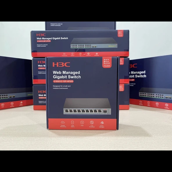 H3c S1600v2-10p-hpwr, 8 Port, Gigabit, Poe 125w, L2, 1 Port Gigabit Uplink, 1 Port Gigabit Sfp, Web Yönetilebilir, Masaü - Resim 3