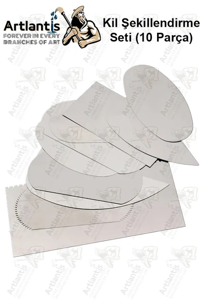 Metal Sistre Çeki Tarağı 10 lu 1 Paket Çömlek Kil Polimer Çelik Kazıyıcı Şekillendirme Seti Paslanmaz - Resim 3