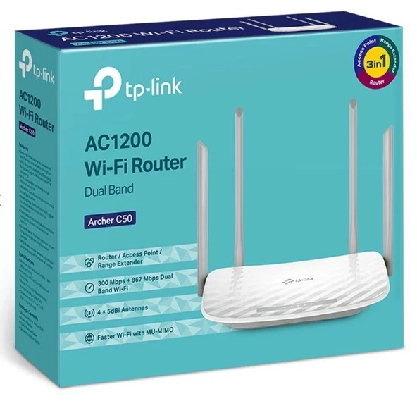 Tp-lınk Archer C50 Ac1200 4 Port Dual Band Router - Resim 3