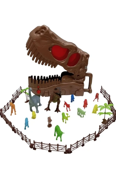 26 Parça T-Rex Dino Set - Dinozor Oyun Alanı ve Koleksiyon Kutusu - Resim 2