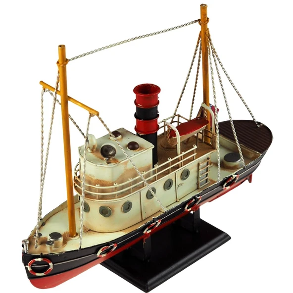 Dekoratif Retro Metal Balıkçı Teknesi Vintage 33cm No.2 - Resim 5