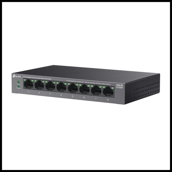 Tp-lınk Ls108gp, Green Tech, 8 Port Gigabit, Poe 62w, Yönetilemez, Metal Kasalı Switch - Resim 3