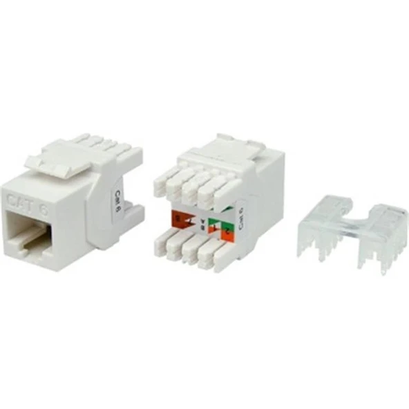 Uranıum Kj-uc6-18044 Cat6 Utp 180 Derece Keystone Jack Beyaz Renk ürün görseli 1