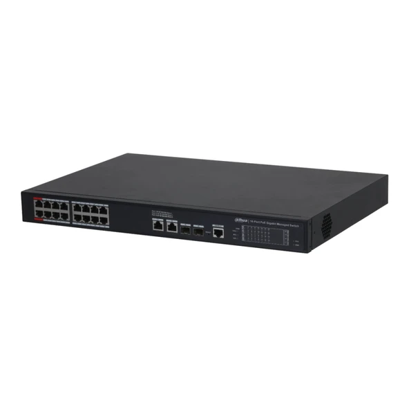 Dahua S4220-16gt-240, 16 Port, Gigabit, Poe 240w, 2 Port Gigabit Uplink, 2 Port Sfp Gigabit Combo, Longe Range 250mt, Cl ürün görseli 1