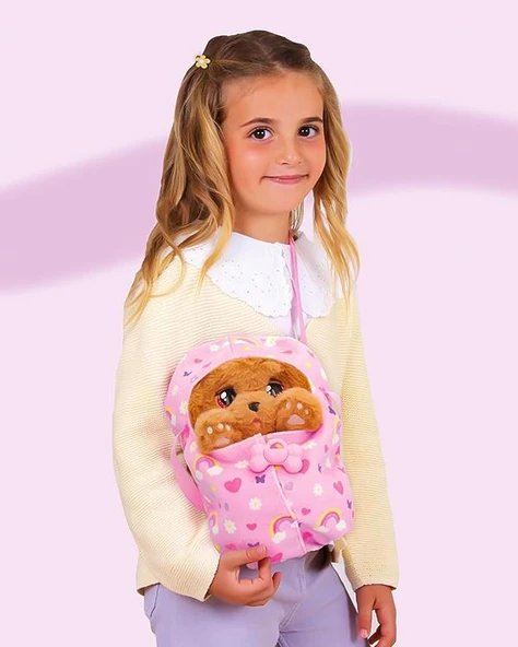 Baby Paws Sesli Yavru Köpek Pelüş Cocker Pembe Çanta - Resim 5