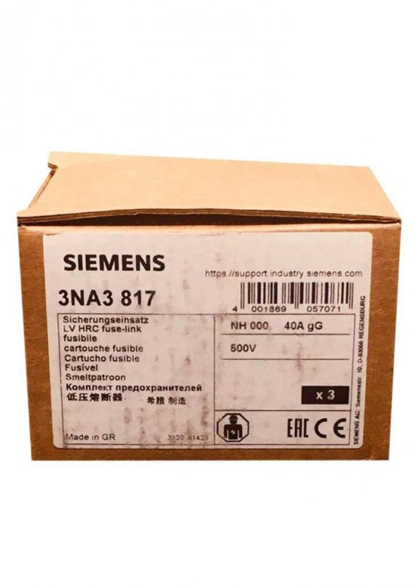 Siemens 3NA3 817 40A NH Buşon Boy:000 - 3