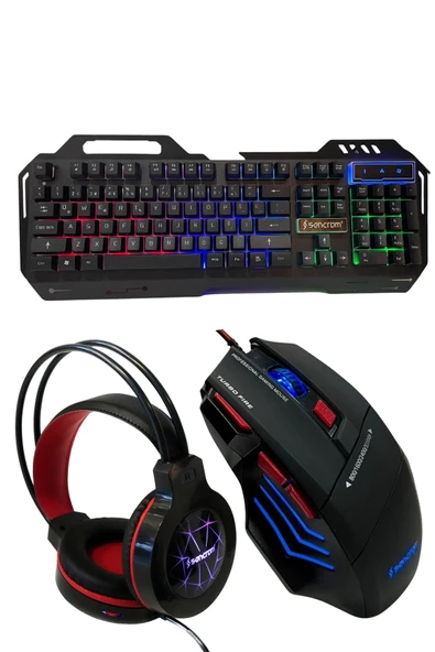SNRELK sencrom RGB GAMİNG KLAVYE MOUSE KULAKLIK FULL OYUNCU SET - Resim 2