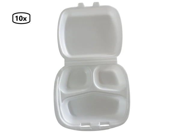 Erze 3 Gözlü Kapaklı Kullan-At Yiyecek-Saklama Kabı X 10 Adet ürün görseli