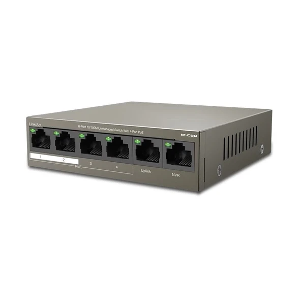 Ip-com F1106p-4-63w 4 Port 10/100+2x10/100 Uplınk Metal Kasa 58w Poe Swıtch - Resim 2
