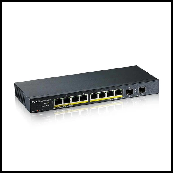 Zyxel Gs1100-10hp, 8 Port, Gigabit, Poe 130w, 2 Port Gigabit Sfp, Yönetilemez, Masaüstü Switch - Resim 2