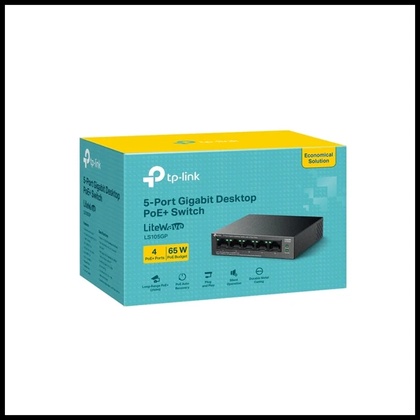 Tp-lınk Ls105gp, Green Tech, 5 Port, Gigabit, 4 Port Poe 65w, Metal Kasa, Yönetilemez, Masaüstü Switch - Resim 3
