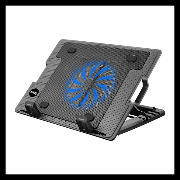 Frısby Fnc-35st 14cm Fan, 10"-17" Notebook Soğutucu, 5 Kademeli Stand, Mavi Ledli (siyah) - Resim 2