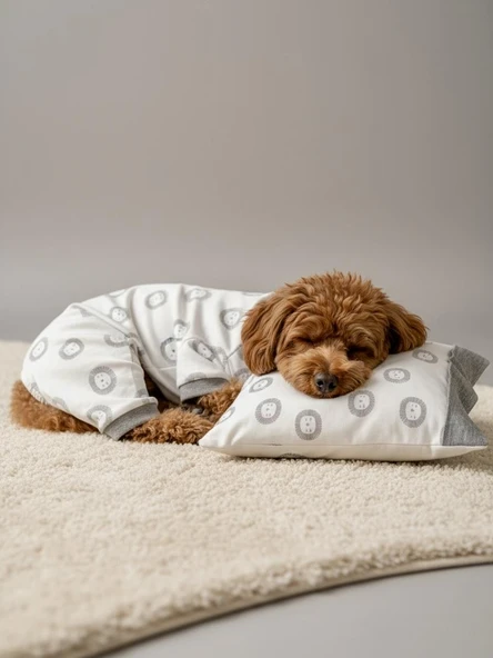 Soft Lion Köpek Uyku Takımı | Pamuklu Penye Köpek Tulumu ve Mini Yastık | Küçük Irklar İçin | Tüy Dökülmesini Azaltır - Resim 5