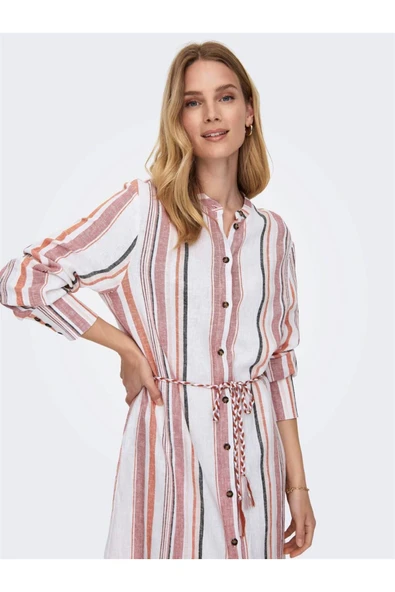 15295855 ONLOHIO L/S STRIPE SHIRT DRESS PNT - Resim 4