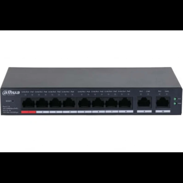 Dahua Cs4010-8gt-110, 8 Port, Gigabit, Poe 110w, 2 Port Uplink, Cloud Yönetilebilir, Switch ürün görseli