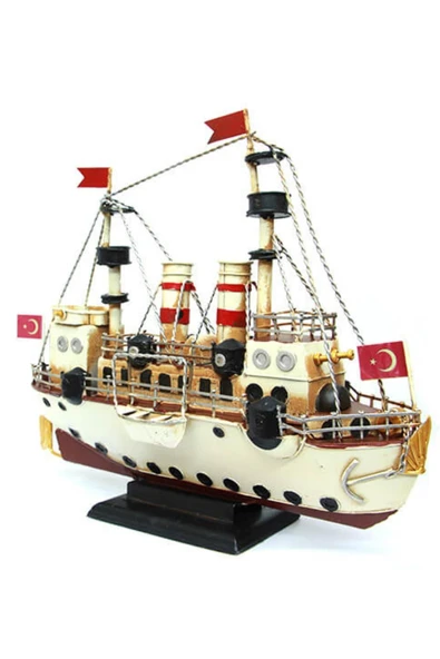 Dekoratif Retro Metal Buharlı Gemi Vintage 34cm No.1 - Resim 6