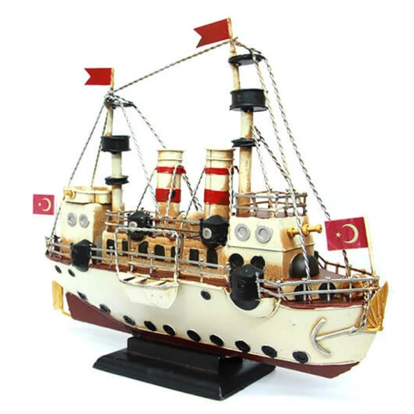 Dekoratif Retro Metal Buharlı Gemi Vintage 34cm No.1 - Resim 3