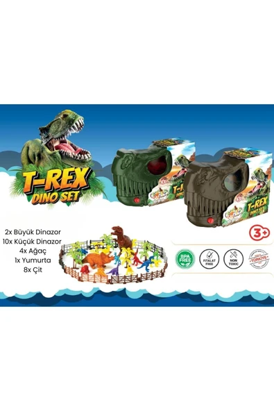 26 Parça T-Rex Dino Set - Dinozor Oyun Alanı ve Koleksiyon Kutusu - Resim 4