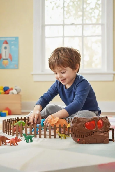 26 Parça T-Rex Dino Set - Dinozor Oyun Alanı ve Koleksiyon Kutusu - Resim 3