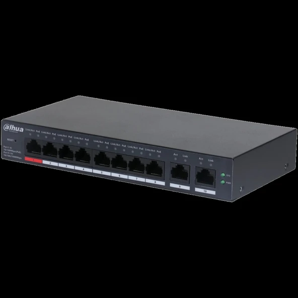 Dahua Cs4010-8et-110, 8 Port, Megabit, Poe 110w, 2 Port Uplink, Cloud Yönetilebilir, Switch ürün görseli 1
