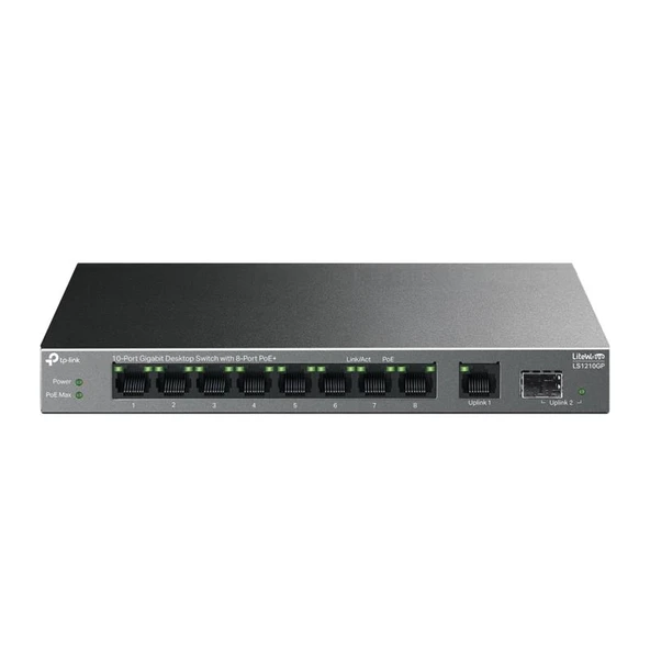 Tp-lınk Ls1210gp 8 Port Gıgabıt + 1xrj45/1xsfp Uplınk 61w 250 Metre Poe Mesafe Metal Kasa - Resim 2