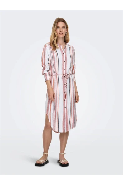 15295855 ONLOHIO L/S STRIPE SHIRT DRESS PNT - Resim 2