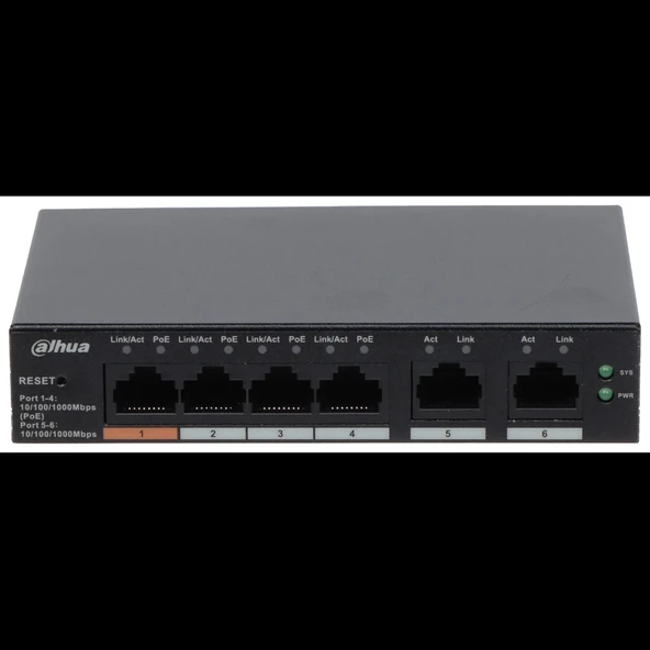 Dahua Cs4006-4gt-60, 4 Port, Gigabit, Poe 60w, 2 Port Uplink, Cloud Yönetilebilir, Switch - Resim 2