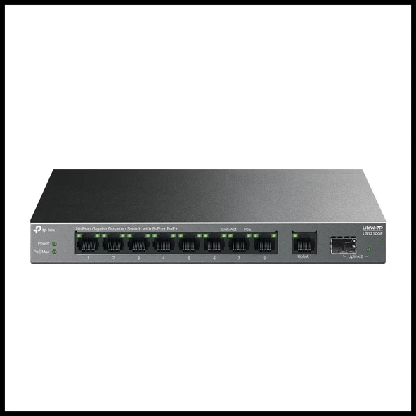 Tp-lınk Ls1210gp, Green Tech, 8 Port Gigabit, Poe 61w, 1 Port Gigabit Uplink, 1 Port Gigabit Sfp, Yönetilemez Masaüstü S ürün görseli 1