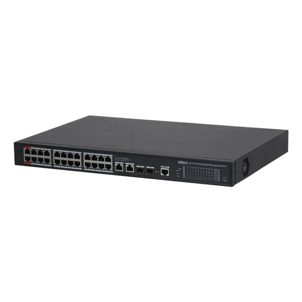 Dahua S4228-24gt-360, 24 Port, Gigabit, Poe 365w, 2 Port Gigabit Uplink, 2 Port Gigabit Combo Sfp,  Longe Range 250mt, C ürün görseli 1