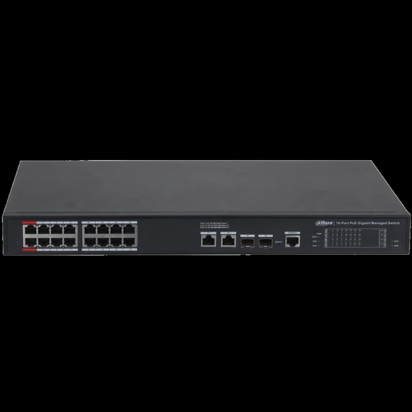 Dahua S4220-16gt-240, 16 Port, Gigabit, Poe 240w, 2 Port Gigabit Uplink, 2 Port Sfp Gigabit Combo, Longe Range 250mt, Cl - Resim 2