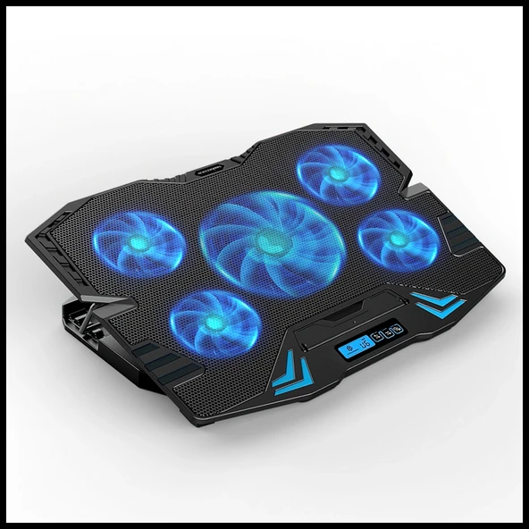 Dexım Dna003, 5ad Fan, 10"-17" Notebook Soğutucu, 5 Kademeli Stand, 5 Farklı Program, Ayarlanabilir Hız, Mavi Ledli (siy ürün görseli