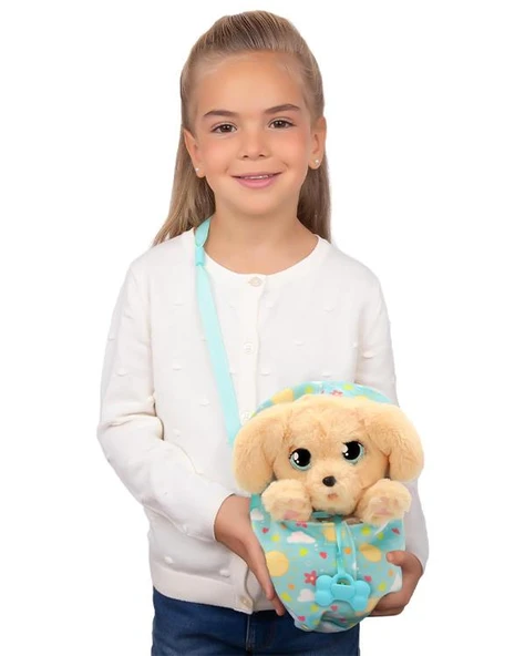 Baby Paws Sesli Yavru Köpek Pelüş Labrador Yeşil Çanta - Resim 4